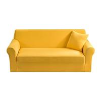Hearda Housse de Canapé Extensible 1/2/3/4 Places, Monochrome Velours Cristal Universelle Couverture de Canapé pour Revêtement de Canapé avec Accoudoirs pour Meubles Protection (Jaune,3-Seater)
