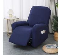 Hearda Housse de Fauteuil Relax Inclinable Electrique, Jacquard Marine Housse pour Canapé Relax, Élastique Housse de Fauteuil Extensible 4 Pièces avec Poches