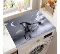 Hearda Housse Machine a Laver 3D de Cheval, Dessus Tapis Lave Linge Antidérapant, Housse de Protection pour Machine à Laver Top, Tapis de Protection pour Dessus Sèche-Linge (Gris,60x60cm)