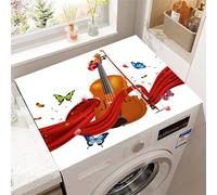 Hearda Housse Machine a Laver 3D Violon,Dessus Tapis Lave Linge Antidérapant,Housse de Protection pour Machine à Laver Top,Tapis de Protection pour Dessus Sèche-Linge (Papillon,40x50cm)