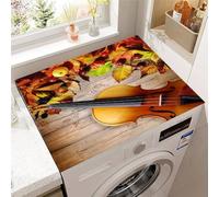 Hearda Housse Machine a Laver 3D Violon,Dessus Tapis Lave Linge Antidérapant,Housse de Protection pour Machine à Laver Top,Tapis de Protection pour Dessus Sèche-Linge (Feuille d'érable,50x60cm)