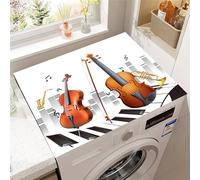 Hearda Housse Machine a Laver 3D Violon,Dessus Tapis Lave Linge Antidérapant,Housse de Protection pour Machine à Laver Top,Tapis de Protection pour Dessus Sèche-Linge (Blanc,50x60cm)