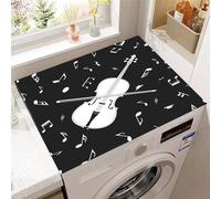 Hearda Housse Machine a Laver 3D Violon,Dessus Tapis Lave Linge Antidérapant,Housse de Protection pour Machine à Laver Top,Tapis de Protection pour Dessus Sèche-Linge (Noir Blanc,40x50cm)