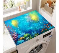 Hearda Housse Machine a Laver Dessin Animé Océan,Dessus Tapis Lave Linge Antidérapant,Housse de Protection pour Machine à Laver Top,Tapis de Protection pour Dessus Sèche-Linge (Océan,60x60cm)