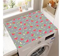 Hearda Housse Machine a Laver Fraise 3D, Dessus Tapis Lave Linge Antidérapant, Housse de Protection pour Machine à Laver Top, Tapis de Protection pour Dessus Sèche-Linge (Grise,50x50cm)
