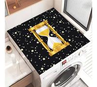 Hearda Housse Machine a Laver, Imprimé Sablier Dessus Tapis Lave Linge Antidérapant, Housse de Protection pour Machine à Laver Top, Tapis de Protection pour Dessus Sèche-Linge (Noir,50x60cm)