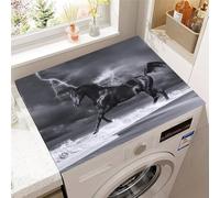 Hearda Housse Machine a Laver Motif Cheval Coloré,Dessus Tapis Lave Linge Antidérapant,Housse de Protection pour Machine à Laver Top,Tapis de Protection pour Dessus Sèche-Linge (Gris Foncé,60x60cm)