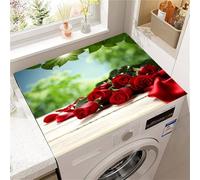 Hearda Housse Machine a Laver Paysage Floral, Dessus Tapis Lave Linge Antidérapant, Housse de Protection pour Machine à Laver Top, Tapis de Protection pour Dessus Sèche-Linge (Roses,60x60cm)