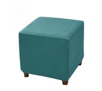 Hearda Housse Ottomane Carré, Gaufre Housse de Protection pour Repose-Pieds rectangulaire, Housses de Pouf Extensible avec Fond Élastique Antidérapante Lavable (Bleu Canard,1 pièce)