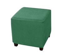Hearda Housse Pouf Ottoman en Jacquard, Housse Pouf Repose Pieds Carré Extensible Doux Universel Lavable avec Fond Élastique Antidérapant Protecteur de Meubles (Vert foncé,Taille Unique)