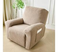 Hearda Jacquard à Feuilles 4 Pièces Housse Fauteuil Inclinable (Kaki)