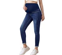 Hearda Jean Femmes Taille Haute Enceintes Skinny Pantalons de Grossesse pour Femme Denim Pantalon de Maternité Décontracté Confortable Idéal pour Travail, Voyages, Loisirs (Bleu foncé,TG)