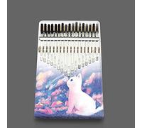Hearda Kalimba 17 clés Instrument de Musique, Portable Pouce Piano Africain Marimba Kalimba Cadeau Kit avec Accordeur pour Enfants Débutant Amateurs de Musique - Imprimé animalier (chat blanc)
