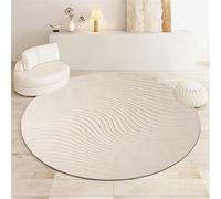 Hearda Motif de Ligne Tapis Rond, Tapis Chambre avec Bords Cousus, Antidérapant Doux Tapis Chambre, Lavable Tapis de Salon,Tapis Convient pour Bureau L'intérieur (80cm,Beige)