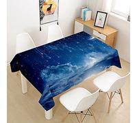 Hearda Nappe de Table Anti Tache Impermeable, Nappe de Cuisine Rectangulaire Astronomie 3D, Nappe Table Rectangle Extérieur pour Fête de Mariage, Salle à Manger (Étoiles et Lune,100x140cm)