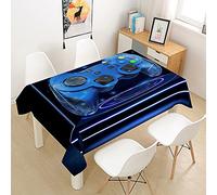 Hearda Nappe de Table Anti Tache Impermeable, Nappe de Cuisine Rectangulaire Console de Jeux 3D,Nappe Table Rectangle Extérieur pour Fête de Mariage,Salle à Manger (Manette de Jeu Bleue,120x120cm)