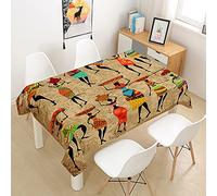 Hearda Nappe de Table Anti Tache Impermeable, Nappe de Cuisine Rectangulaire Modèle d'art Régional, Nappe Table Rectangle pour Fête de Mariage, Salle à Manger (Nation Africaine,90x90cm)