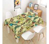 Hearda Nappe de Table Anti Tache Impermeable, Nappe de Cuisine Rectangulaire Modèle d'art Régional, Nappe Table Rectangle pour Fête de Mariage, Salle à Manger (Totem égyptien,150x260cm)
