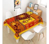 Hearda Nappe de Table Anti Tache Impermeable, Nappe de Cuisine Rectangulaire Motif Art Tribal 3D, Nappe Table Rectangle Extérieur pour Fête de Mariage, Salle à Manger (Nation Africaine,150x300cm)
