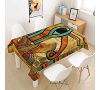 Hearda Nappe de Table Anti Tache Impermeable, Nappe de Cuisine Rectangulaire Motif Art Tribal 3D, Nappe Table Rectangle Extérieur pour Fête de Mariage, Salle à Manger (Aigle égyptien,150x260cm)