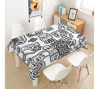 Hearda Nappe de Table Anti Tache Impermeable, Nappe de Cuisine Rectangulaire Motif Art Tribal 3D, Nappe Table Rectangle Extérieur pour Fête de Mariage, Salle à Manger (Culture Ancienne,140x180cm)