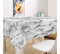 Hearda Nappe de Table Anti Tache Impermeable, Nappe de Cuisine Rectangulaire Motif de Marbre 3D, Nappe Rectangle Extérieur, pour Fête de Mariage, Salle à Manger (Blanc Gris,140x140cm)