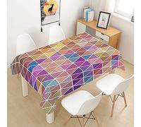 Hearda Nappe de Table Anti Tache Impermeable, Nappe de Cuisine Rectangulaire Motif Triangle Géométrique,Nappe Table Rectangle Extérieur pour Fête de Mariage,Salle à Manger,Pique-Nique (150x300cm,8)