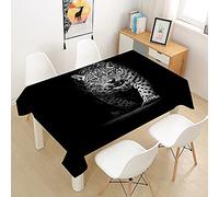 Hearda Nappe de Table Blanche Anti Tache Impermeable, Nappe de Cuisine Rectangulaire 3D Léopard,Nappe Table Rectangle Extérieur pour Fête de Mariage,Salle à Manger (Léopard Sauvage,120x120cm)