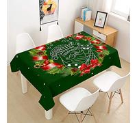 Hearda Nappe de Table Christmas Anti Tache Impermeable, Nappe de Cuisine Rectangulaire Nappe de Noël 3D, Nappe Rectangle Extérieur, pour Fête de Mariage,Salle à Manger (Guirlande de Noël,140x180cm)