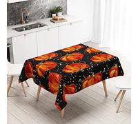 Hearda Nappe de Table Halloween Anti Tache Impermeable, Nappe de Cuisine Rectangulaire Citrouille 3D, Nappe Rectangle Extérieur,pour Fête de Mariage,Salle à Manger (Grosse Citrouille,150x150cm)