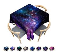 Hearda Nappe de Table Rectangle Anti Tache, Nappe de Cuisine Rectangulaire Ciel Étoilé 3D Nappe Impermeable Extérieur, pour Table Basse Jardin Salle à Manger (90x90cm,Étoiles)