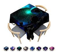 Hearda Nappe de Table Rectangle Anti Tache, Nappe de Cuisine Rectangulaire Ciel Étoilé 3D Nappe Impermeable Extérieur, pour Table Basse Jardin Salle à Manger (120x120cm,Planète Verte)