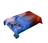 Hearda Nappe de Table Rectangle Anti Tache, Nappe de Cuisine Rectangulaire Impression de Dragon 3D Nappe Impermeable Extérieur, pour Jardin Bar Salle à Manger (Bleu Rouge,150x260cm)