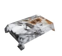 Hearda Nappe de Table Rectangle Anti Tache, Nappe de Cuisine Rectangulaire Impression de Renard Animal 3D Nappe Impermeable Extérieur, pour Jardin Bar Salle à Manger (Renard de Neige,100x140cm)
