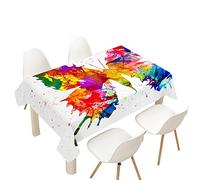 Hearda Nappe de Table Rectangle Anti Tache, Nappe de Cuisine Rectangulaire Impression Papillon 3D Nappe Impermeable Extérieur, pour Jardin Bar Salle à Manger (Graffitis de Couleur,90x90cm)