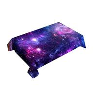 Hearda Nappe de Table Rectangle Anti Tache, Nappe de Cuisine Rectangulaire Motif de Ciel Étoilé 3D Nappe Impermeable Extérieur, pour Jardin Bar Salle à Manger (140x180cm,Galaxie Violette)