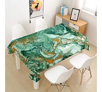 Hearda Nappe Imperméable Polyester, Impression de marbre/Antitache/Antifouling/Anti-Poussière/Lavable, Nappe de Cuisine de Jardin pour Les Tables Rondes ou Rectangulaires (Vert doré,150x150cm)