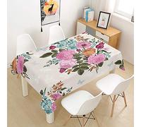Hearda Nappe Imperméable Polyester, Imprimé Rose/Antitache/Antifouling/Anti-Poussière/Lavable, Nappe de Cuisine de Jardin pour Table rectangulaire/Table à Dinner (Classique,150x260cm)