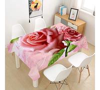 Hearda Nappe Imperméable Polyester, Imprimé Rose/Antitache/Antifouling/Anti-Poussière/Lavable, Nappe de Cuisine de Jardin pour Table rectangulaire/Table à Dinner (Rose,150x260cm)