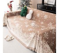 Hearda Noël Flocon de Neige Jeté de Canapé Grande Taille, Jete de Canape Serviette de Canapé avec Glands Couverture Jetée de Canapé Couvre Canapé Couverture de Canapé (Couleur Kaki,180x340cm)