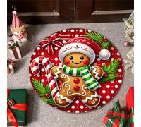 Hearda Noël Tapis Rond, Décorations de Noël Polaire Corail de Tapis Chambre, Tapis Chambre Enfant, Antidérapant Lavable Tapis de Salon, Tapis Doux Convient pour L'intérieur (Biscuit de Noël 2,40cm)