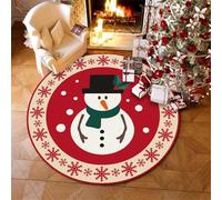 Hearda Noël Tapis Rond, Velours Tapis Chambre, Antidérapant Doux Tapis Chambre, Joyeux Noël Lavable Tapis de Salon,Tapis Convient pour Bureau L'intérieur (Bonhomme Neige,60x60cm)