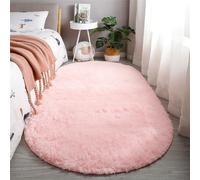 Hearda Oval Flauschige Teppiche Wohnzimmer, Shaggy Teppich Hochflor, Vielseitig Große Wohnzimmerteppich Langflor Plüsch mit Rutschfest für Schlafzimmer Kinderzimmer Lounge (Rose,100x200cm)