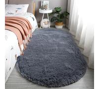 Hearda Oval Flauschige Teppiche Wohnzimmer, Shaggy Teppich Hochflor, Vielseitig Große Wohnzimmerteppich Langflor Plüsch mit Rutschfest für Schlafzimmer Kinderzimmer Lounge (Gris,60x90cm)
