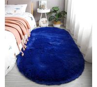 Hearda Oval Flauschige Teppiche Wohnzimmer, Shaggy Teppich Hochflor, Vielseitig Große Wohnzimmerteppich Langflor Plüsch mit Rutschfest für Schlafzimmer Kinderzimmer Lounge (Bleu Roi,60x120cm)