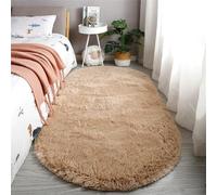 Hearda Oval Flauschige Teppiche Wohnzimmer, Shaggy Teppich Hochflor, Vielseitig Große Wohnzimmerteppich Langflor Plüsch mit Rutschfest für Schlafzimmer Kinderzimmer Lounge (Camel,50x80cm)