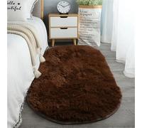Hearda Oval Flauschige Teppiche Wohnzimmer, Shaggy Teppich Hochflor, Vielseitig Große Wohnzimmerteppich Langflor Plüsch mit Rutschfest für Schlafzimmer Kinderzimmer Lounge (Café,50x80cm)