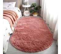 Hearda Oval Flauschige Teppiche Wohnzimmer, Shaggy Teppich Hochflor, Vielseitig Große Wohnzimmerteppich Langflor Plüsch mit Rutschfest für Schlafzimmer Kinderzimmer Lounge (Rose Foncé,80x160cm)