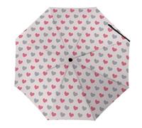 Hearda Parapluie Pliant Manuel,Motif Coeur d'amour 3D Parapluie Coupe Vent 8 Côtes Parapluie de Voyage Anti UV Parapluie Résistant au Vent Imperméable pour Homme Femme Enfant (Gris Clair)