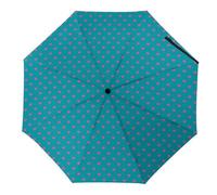 Hearda Parapluie Pliant Manuel,Motif Coeur d'amour 3D Parapluie Coupe Vent 8 Côtes Parapluie de Voyage Anti UV Parapluie Résistant au Vent Imperméable pour Homme Femme Enfant (Paon Bleu)